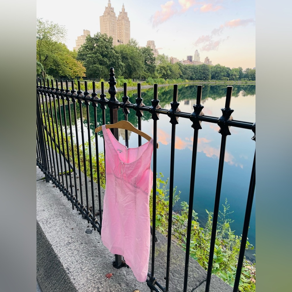 Shoshanna checker pink dress